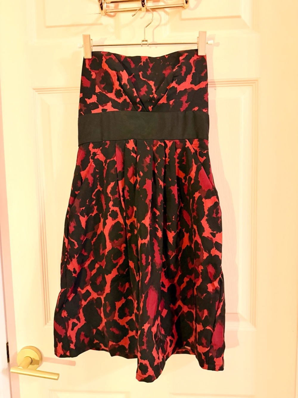 Red and black strapless Johnny martin dress